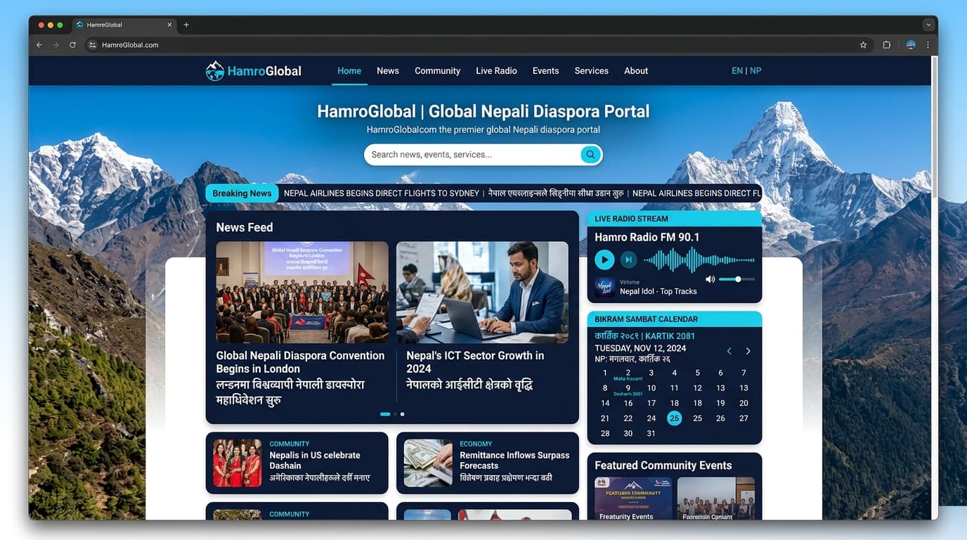HamroGlobal.com live platform interface
