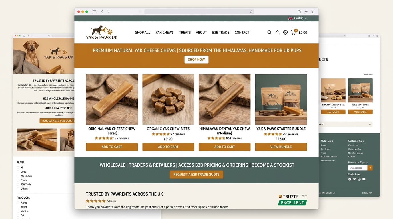 Yak & Paws UK live platform interface